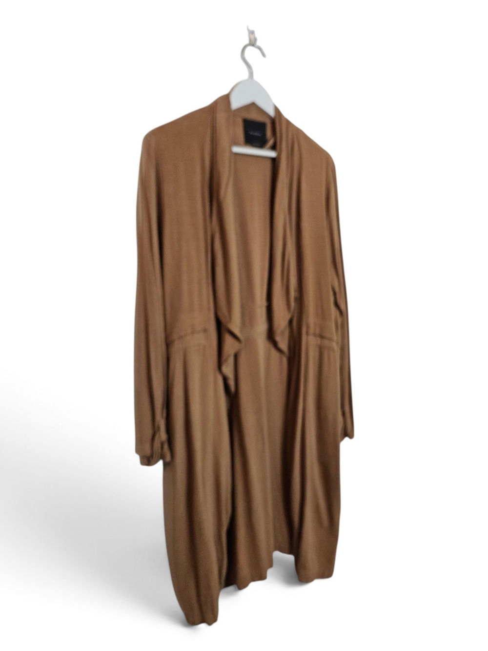 Elodie Duster Jacket XL Open Front Drape Trench Linen Blend Boho Lightweight Tie